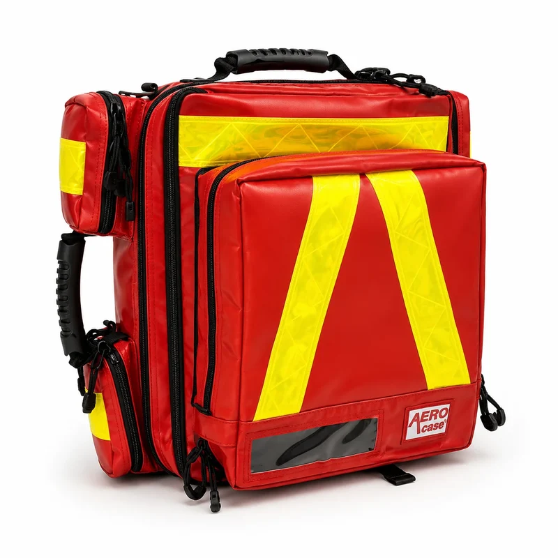 AED-Notfallrucksack Größe M, rot, mit Reflektoren