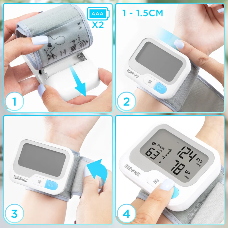 Duronic Wrist Blood Pressure Monitors BPM65 CE Approved Monitor Automatic Blood Pressure Machine Wrist BP Monitor Cuff Certified Medical Device for Home Use