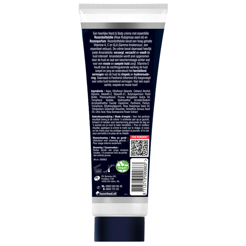 Lucovitaal Hand & body rozen wonder creme 100.00 Milliliter