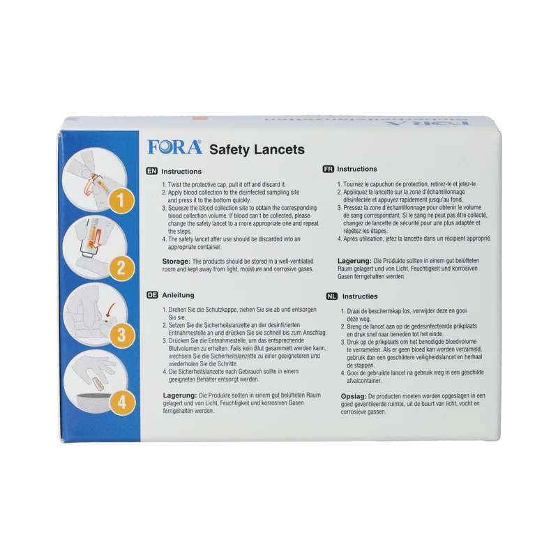 Fora Veiligheidslancetten (28G) 100.00 Stuks