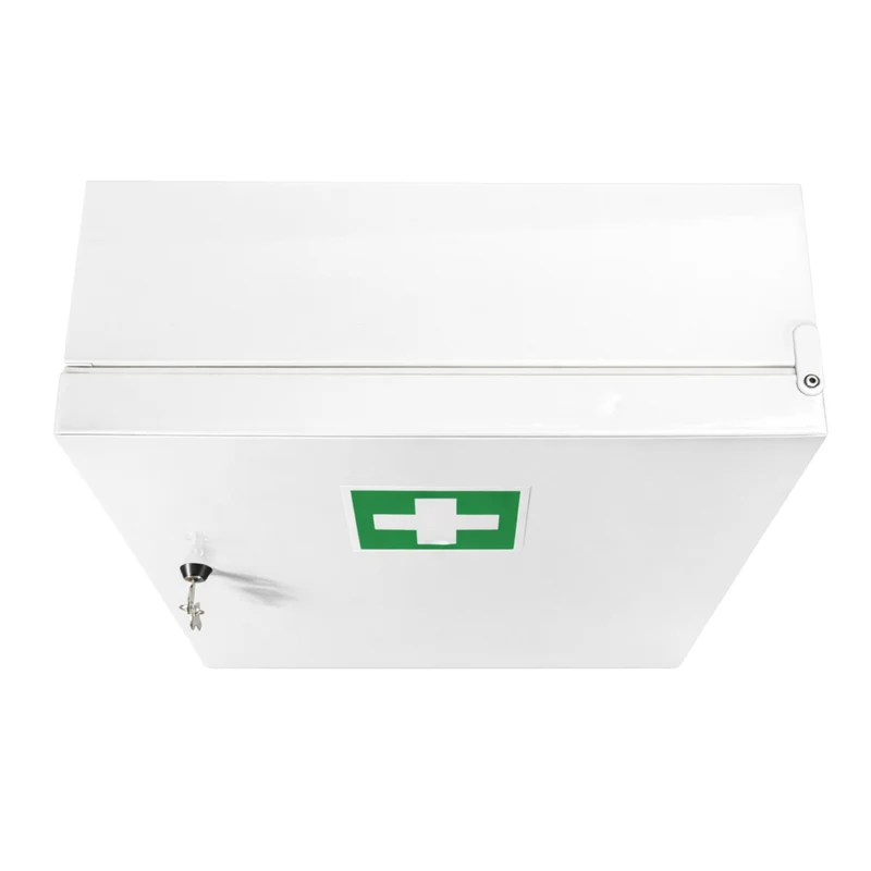 FAP Verbandschrank D, Metall, staubgeschützt mit Dichtung, abschließbar, Weiß, 48,5 × 40 × 15 cm