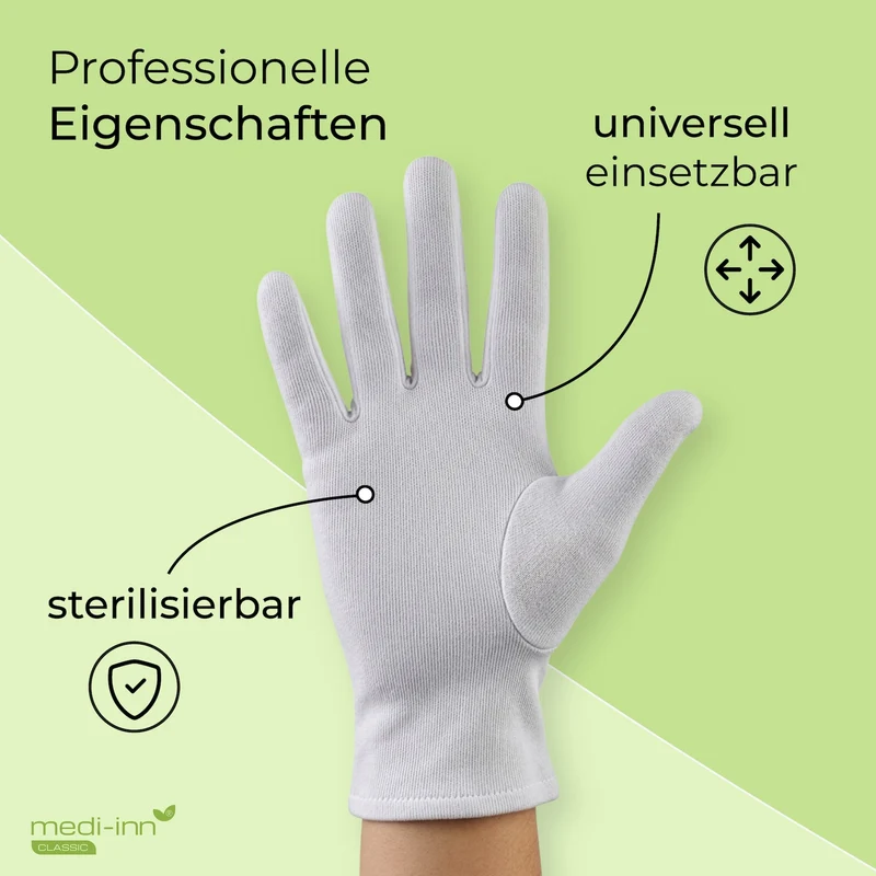 Medi-Inn Baumwollhandschuhe Trikot, reinweiß, atmungsaktiv, 100 % Baumwolle