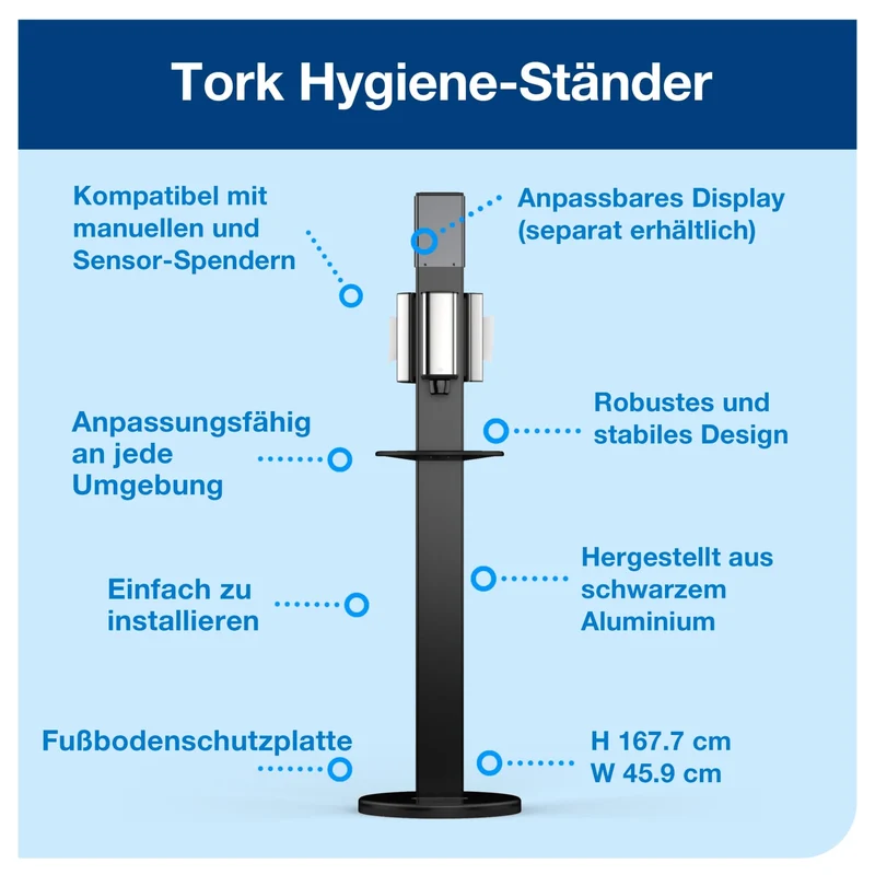 Tork Hygienesäule für Desinfektionsmittel und Tücher, schwarz, S1/S4/F1