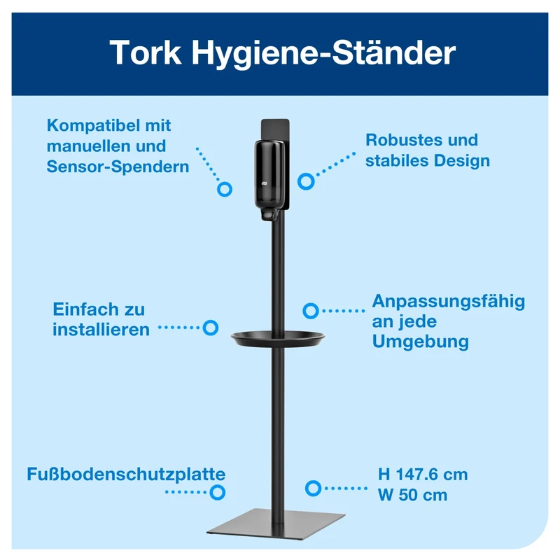 Tork Desinfektionssäule für Händedesinfektion, freistehend, schwarz, S1