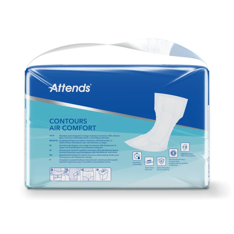 Attends Contours Air Comfort Inkontinenzvorlage – anatomisch geformt, atmungsaktiv, latexfrei