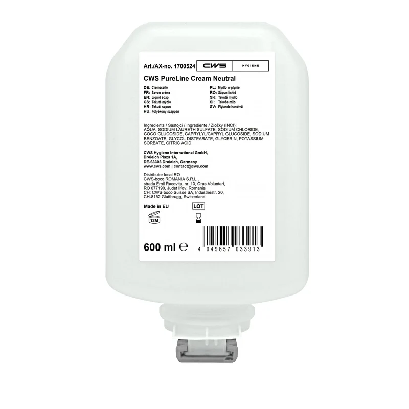 CWS PureLine Cream Neutral Seifencreme, pH-hautneutral, frei von Erdöl und Parfüm