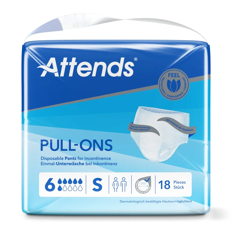 Attends Pull-Ons 6 Inkontinenzhosen, latexfrei – für mittlere bis starke Inkontinenz