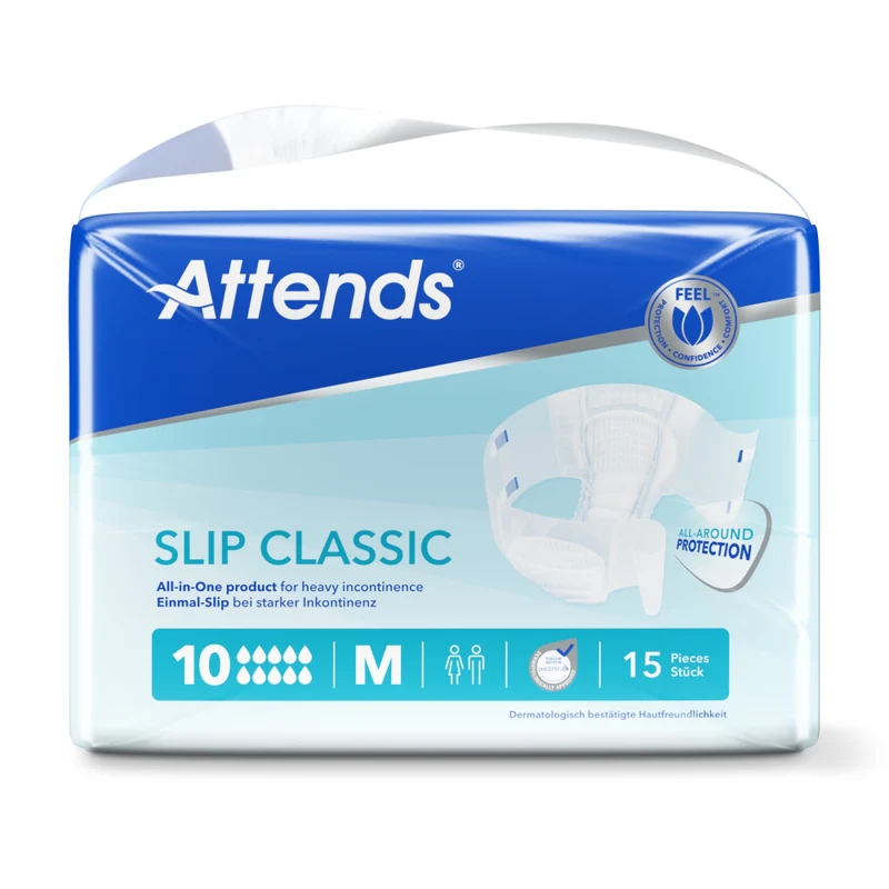 Attends Slip Classic 10 Inkontinenzhosen mit 4 Klett-Verschlüssen und extra großem Saugkissen