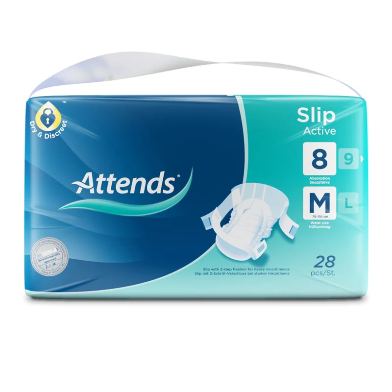 Attends Slip Active 8 Inkontinenzhosen mit 2-Schritt-Verschluss, atmungsaktiv