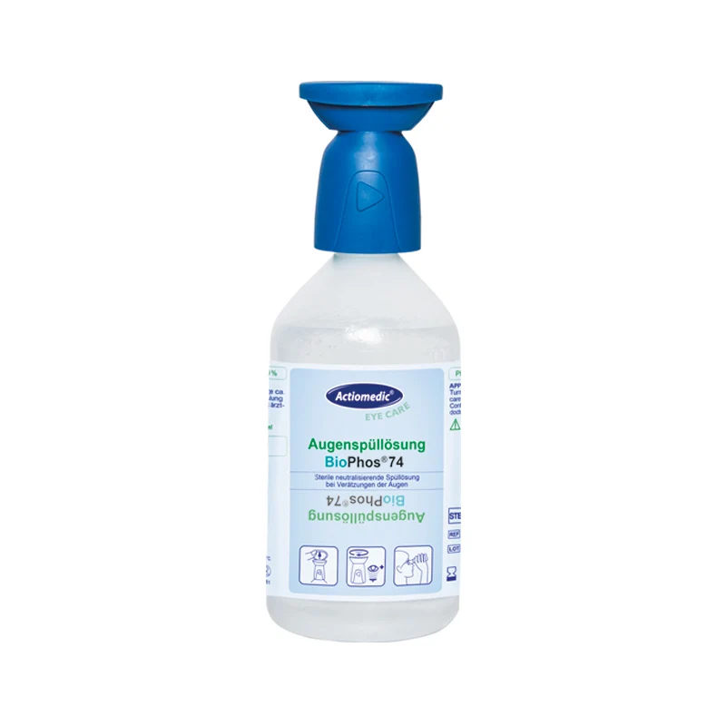 Actiomedic Augenspülflasche mit phosphatgepufferter Spüllösung – für Station, Koffer und mobilen Einsatz