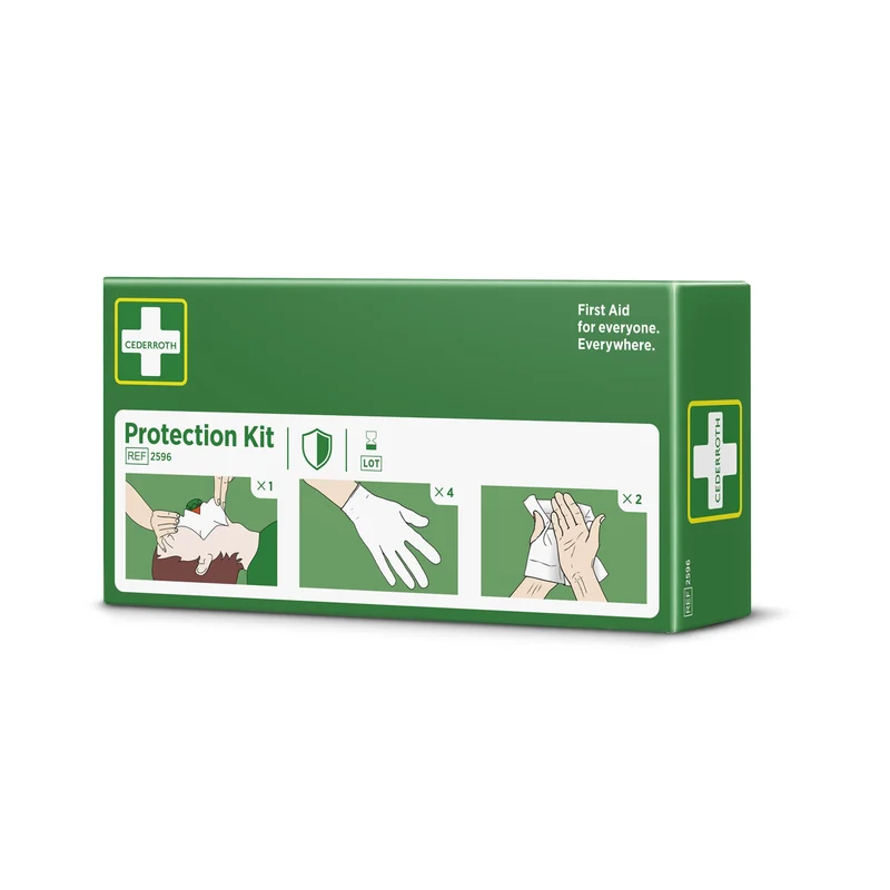 Cederroth Helfer-Schutzpaket mit Beatmungsmaske, Handschuhen und Reinigungstüchern
