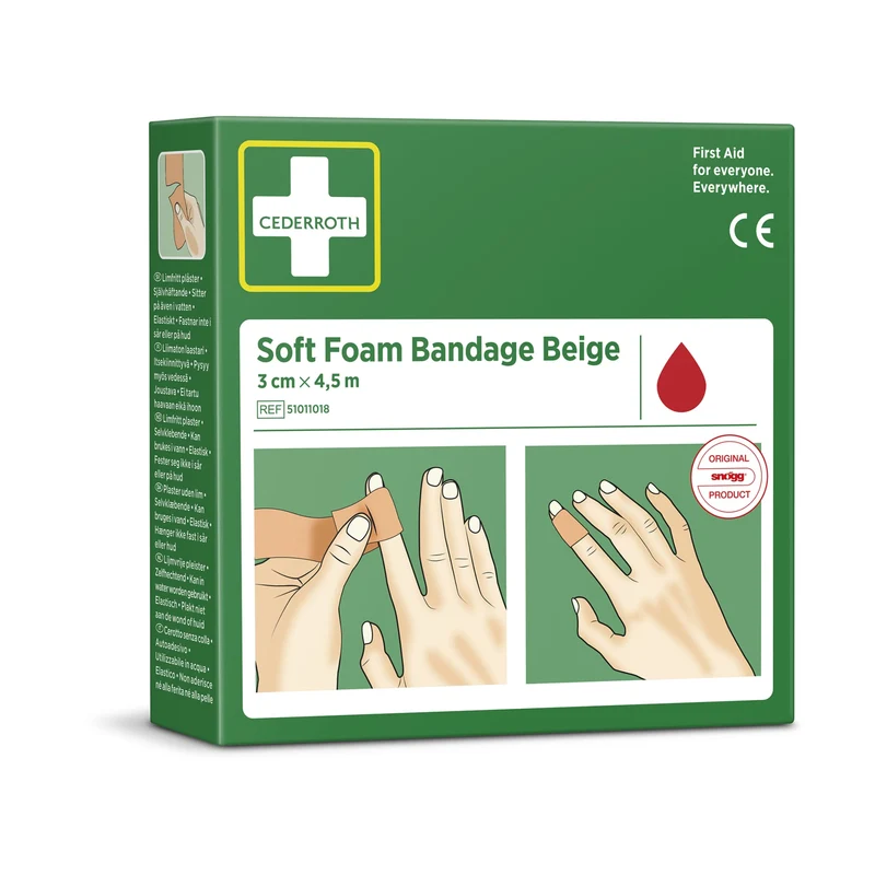 Cederroth Fingerverband Soft Foam, selbstklebend, 3 cm x 4,5 m