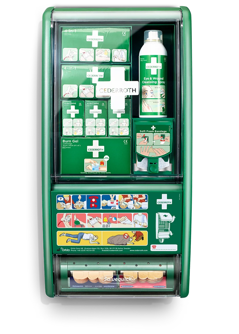Cederroth Erste-Hilfe-Station mit Pflasterspender und Augenspülset