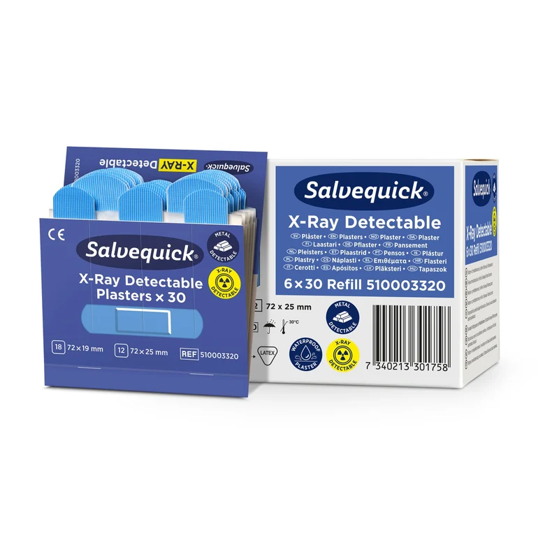 Cederroth Salvequick Blue X-Ray Detectable Pflaster, röntgen- und metalldetektierbar