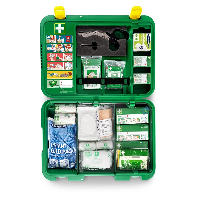 Cederroth Erste-Hilfe-Koffer DIN 13157 mit Pflasterspender und Wandmontage