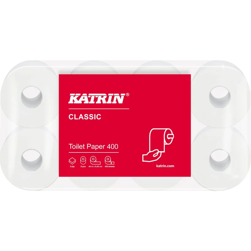 KATRIN Classic Toilettenpapier, weiß – 400 Blatt/Rolle, für gängige Spender
