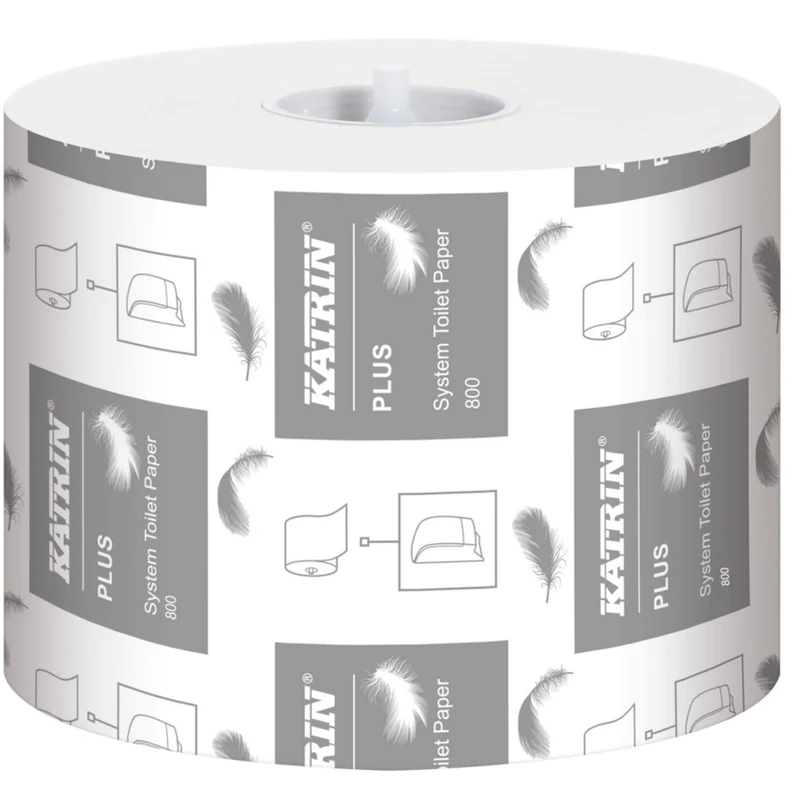 KATRIN Plus System Toilettenpapier 2-lagig, weiß – 800 Blatt/Rolle, für System-Spender
