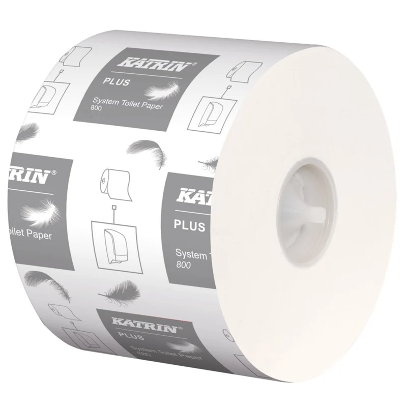 KATRIN Plus System Toilettenpapier 2-lagig, weiß – 800 Blatt/Rolle, für System-Spender