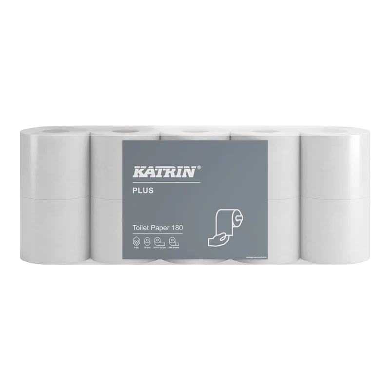 KATRIN Plus Toilettenpapier 4-lagig, weiß – besonders weich, 180 Blatt/Rolle