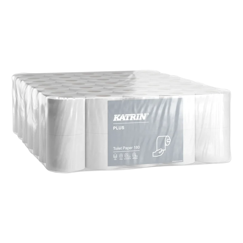 KATRIN Plus Toilettenpapier 4-lagig, weiß – besonders weich, 180 Blatt/Rolle