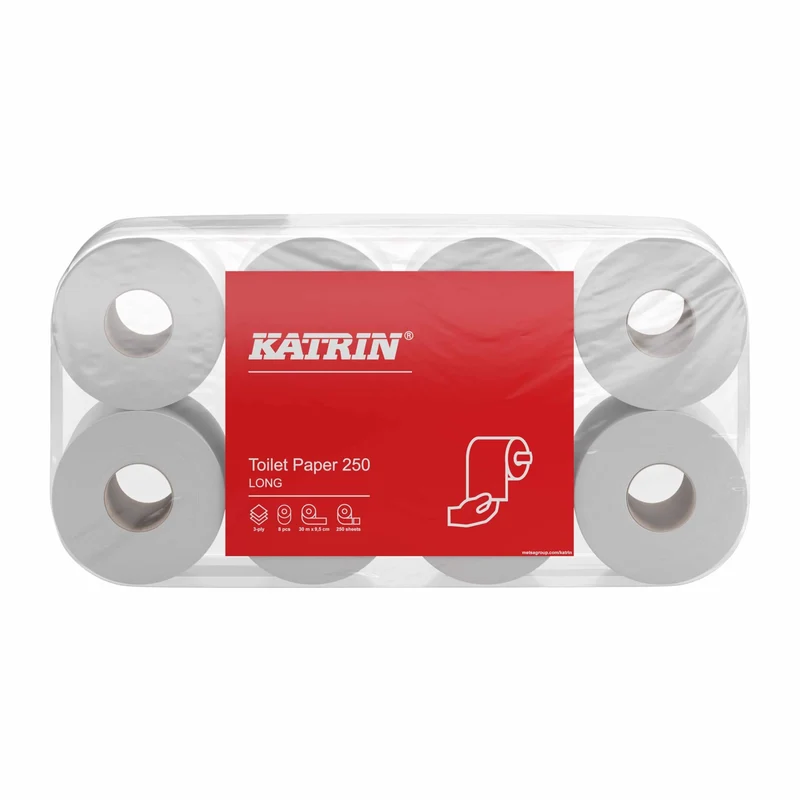 KATRIN Toilettenpapier 3-lagig, weiß – hautfreundlich, 250 Blatt/Rolle