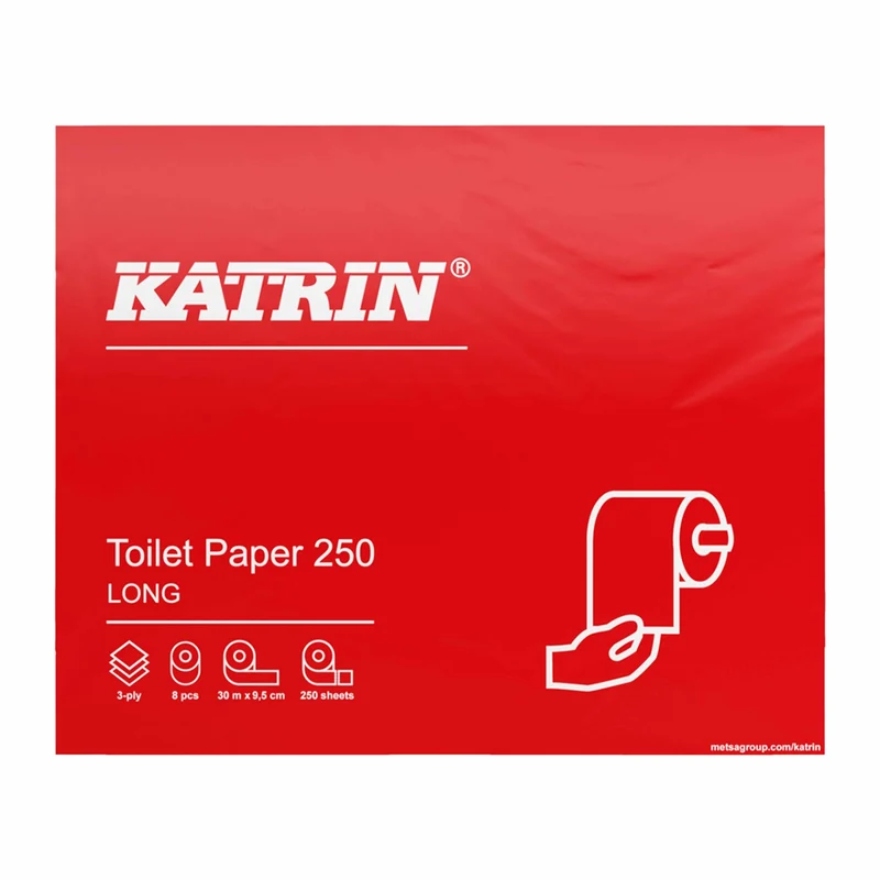 KATRIN Toilettenpapier 3-lagig, weiß – hautfreundlich, 250 Blatt/Rolle