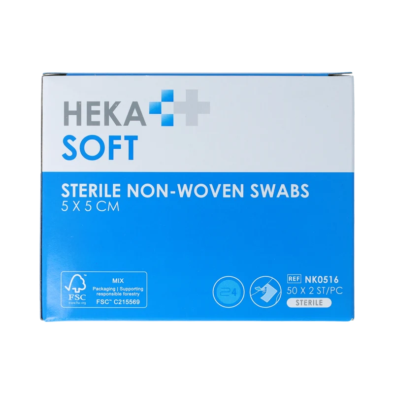 Heka Soft Non-woven drainkompres 5 x 5cm steriel swabs 100.00 Stuks