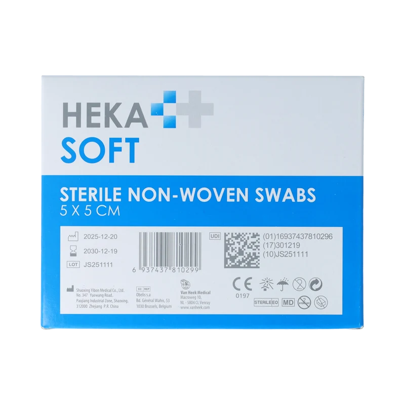 Heka Soft Non-woven drainkompres 5 x 5cm steriel swabs 100.00 Stuks