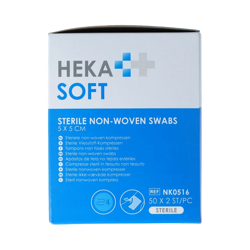 Heka Soft Non-woven drainkompres 5 x 5cm steriel swabs 100.00 Stuks