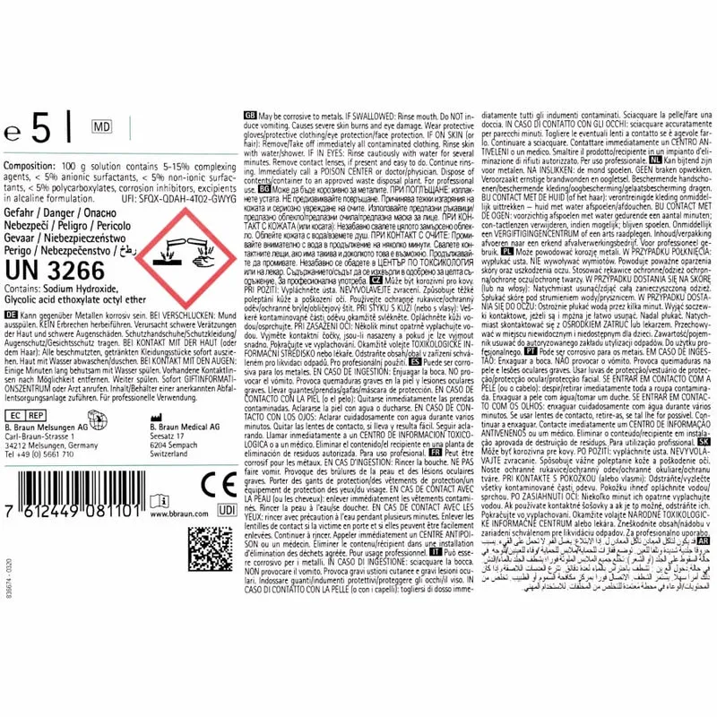 B. Braun Helimatic Cleaner alcaline, alkalischer Flüssigreiniger