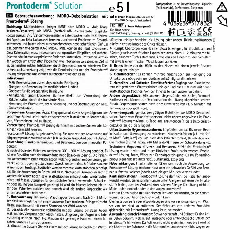B. Braun Prontoderm Reinigungslösung zur MRE-Dekolonisation