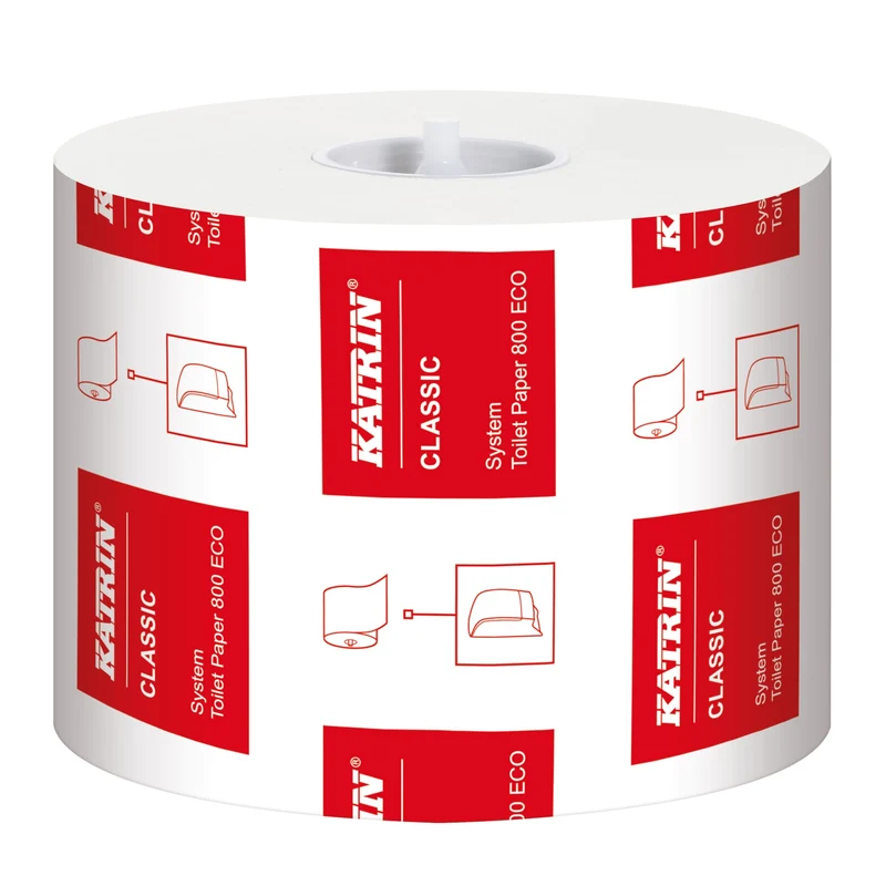 KATRIN System Toilettenpapier 2-lagig, weiß – 800 Blatt/Rolle, für System-Spender