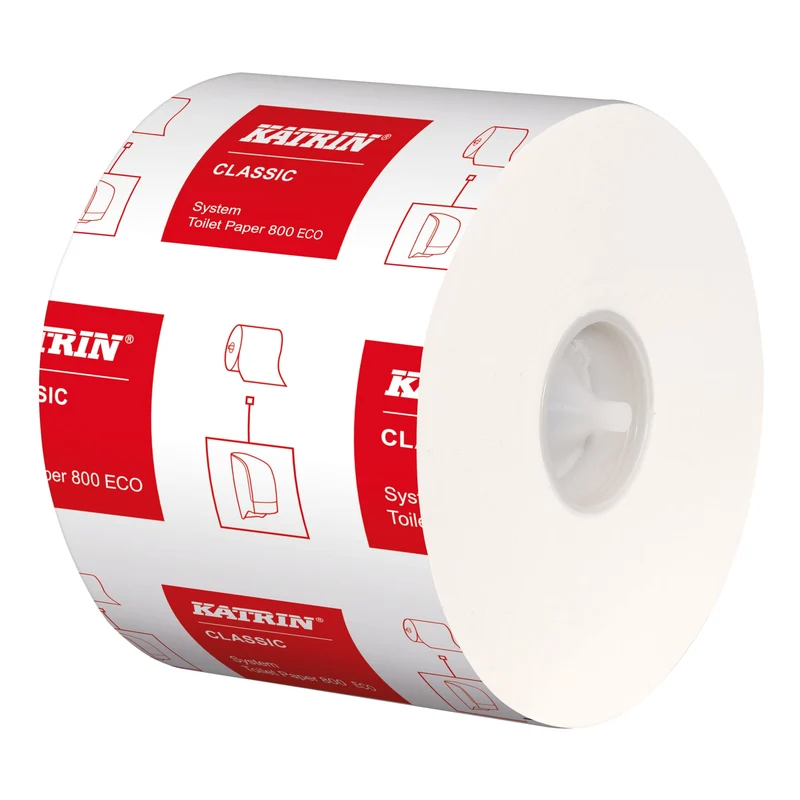KATRIN System Toilettenpapier 2-lagig, weiß – 800 Blatt/Rolle, für System-Spender