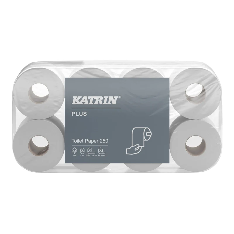 KATRIN Plus Toilettenpapier 3-lagig, weiß – besonders weich, 250 Blatt/Rolle