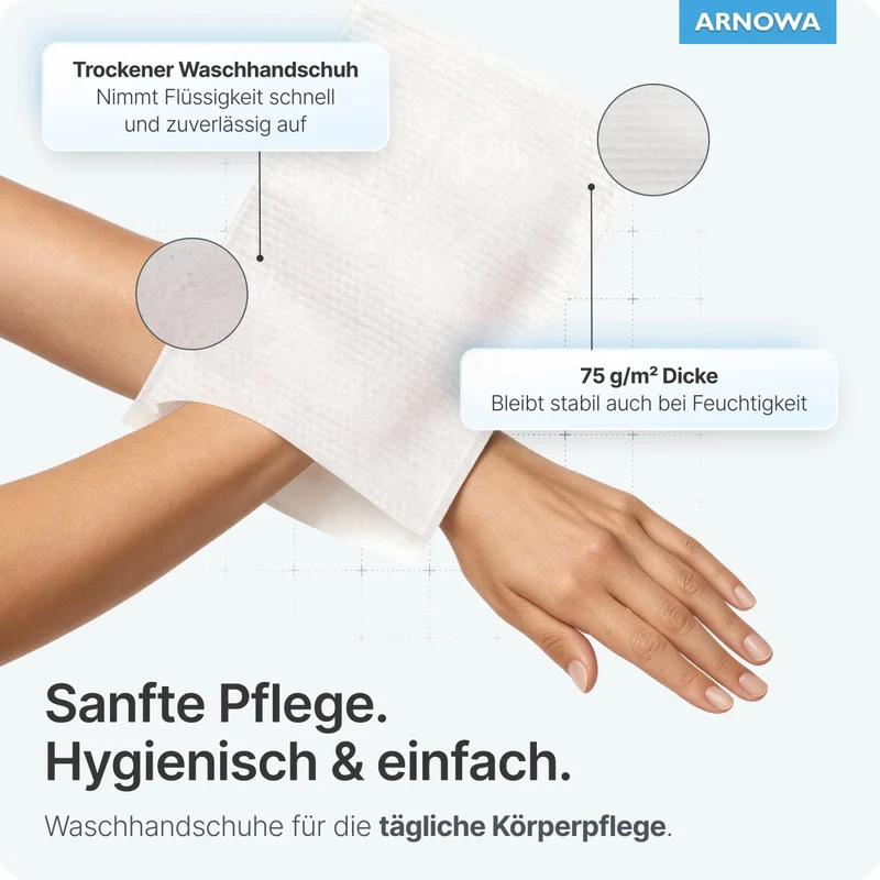 ARNOMED Einmalwaschhandschuh Molton, weiß, hautverträglich