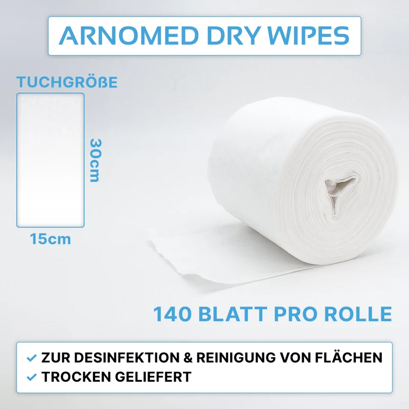 ARNOMED Dry Wipes Vliestuchrolle, weiß, saugstark, 15 x 30 cm