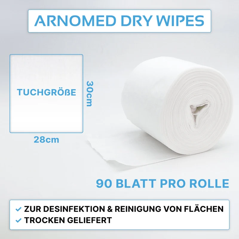 ARNOMED Dry Wipes Vliestuchrolle, weiß, saugstark, 28 x 30 cm