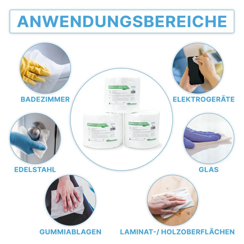 ARNOMED Dry Wipes Vliestuchrolle, weiß, saugstark, 28 x 30 cm