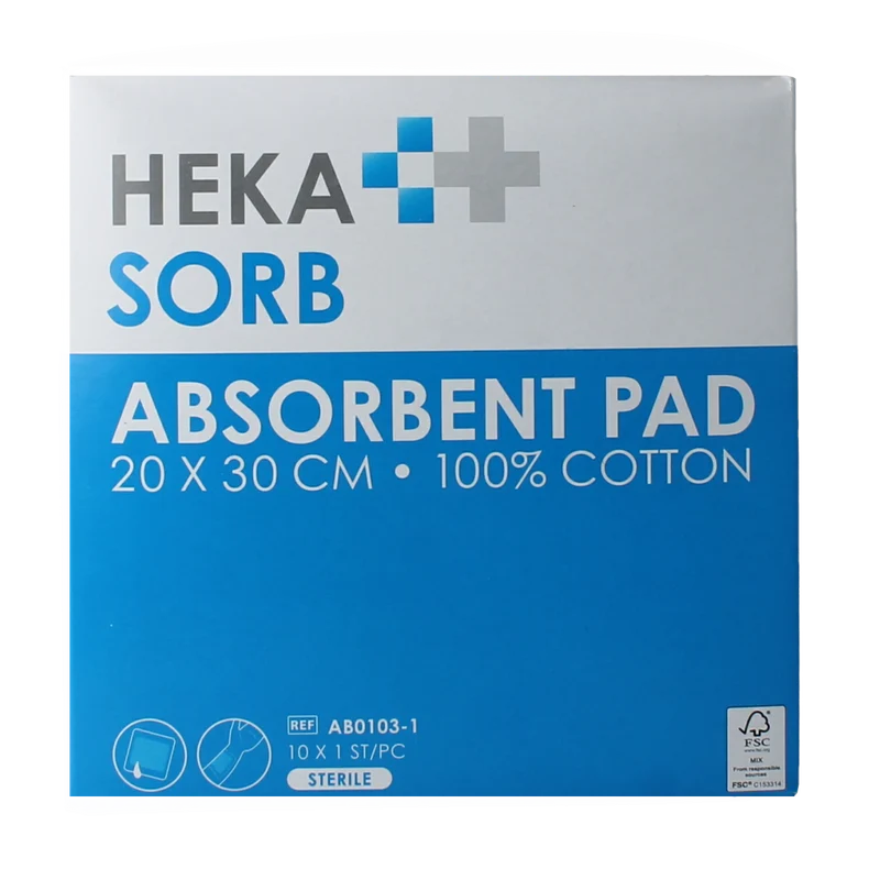 Hekasorb Absorberend verband 20x30 steriel 10.00 Stuks