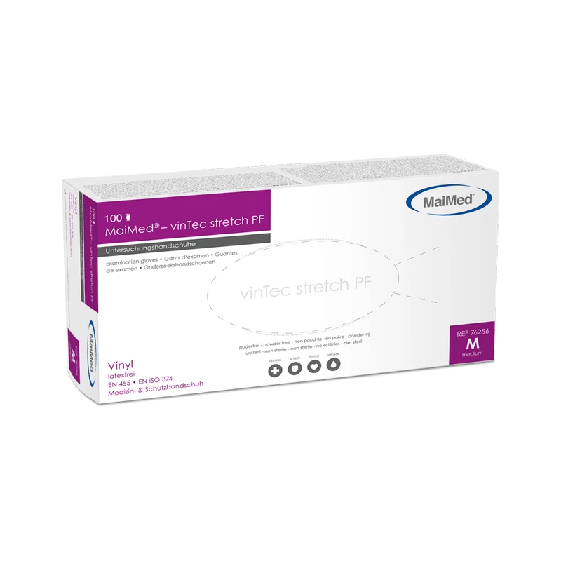 MaiMed® vinTec stretch PF Einmalhandschuhe, Vinyl 100 Stck.