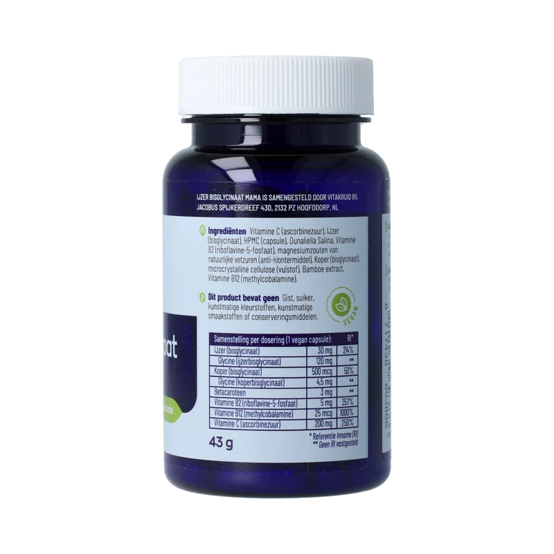 Vitakruid IJzer Bisglycinaat Mama 30 Complex oa koper, C 90.00 Vegetarische capsules