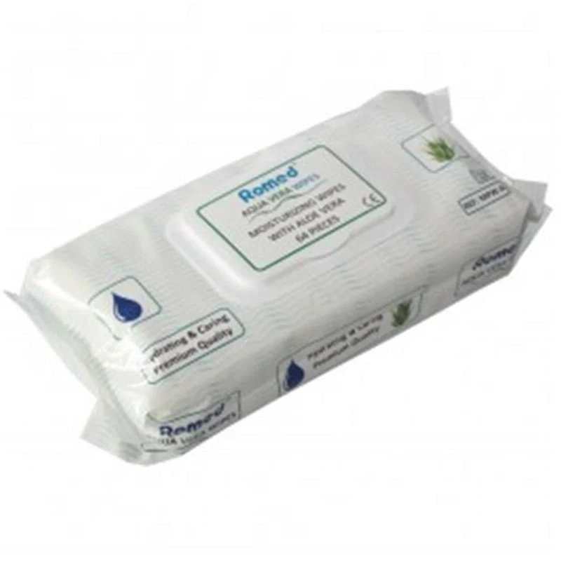 Romed Aqua Vera Wipes Feuchttücher 64 Stück mit Aloe Vera
