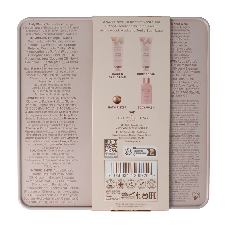 The Luxury Bathing Co Relax & unwind hand nail creme body wash etc blik 1.00 Stuks