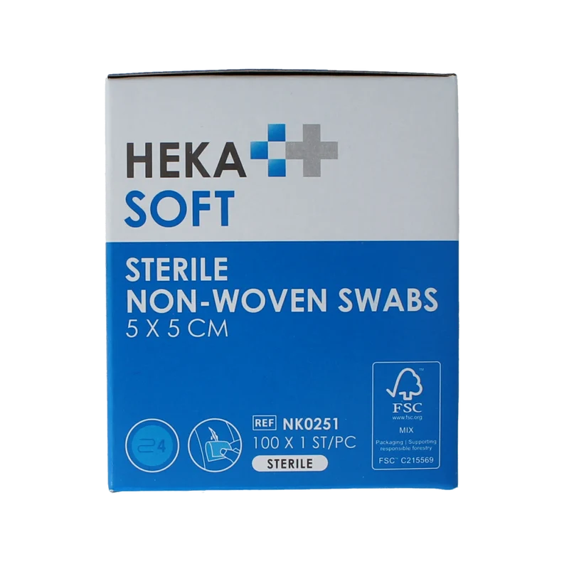 Heka Soft Non-woven kompres 5x5 steriel 100.00 Stuks