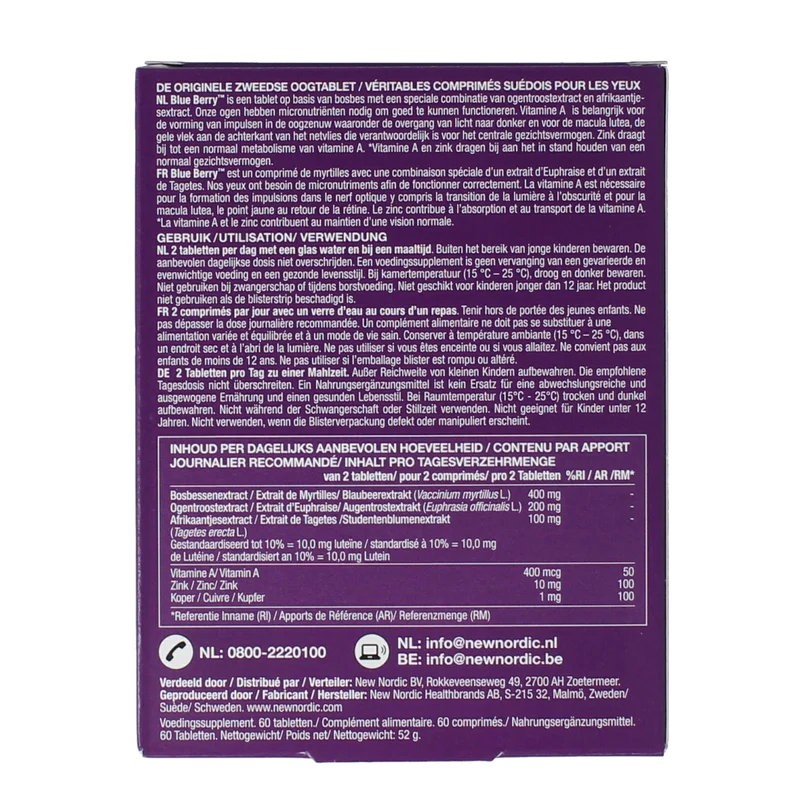 New Nordic Blue berry eyebright 60.00 Tabletten
