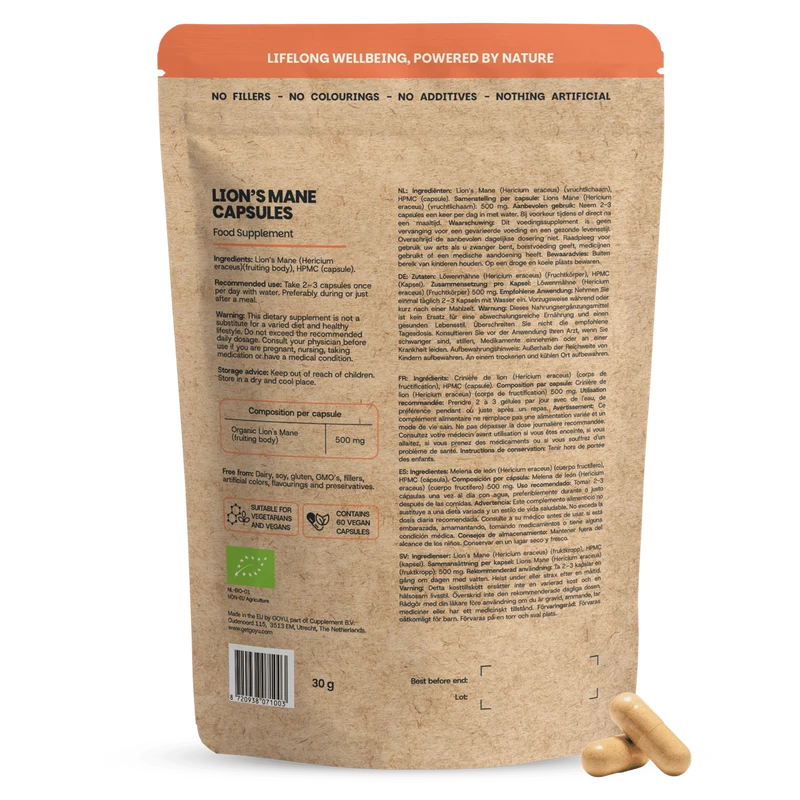 Goyu Lion's Mane Capsules 500mg bio 60.00 Vegetarische capsules