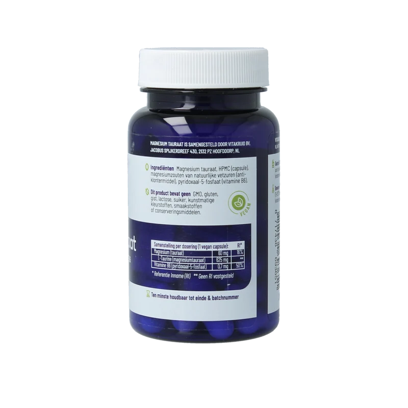 Vitakruid Magnesium Tauraat met vitamine B6 (P-5-P) 30.00 Vegetarische capsules