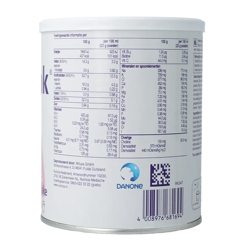Nutridrink Aardbei poeder 335.00 Gram