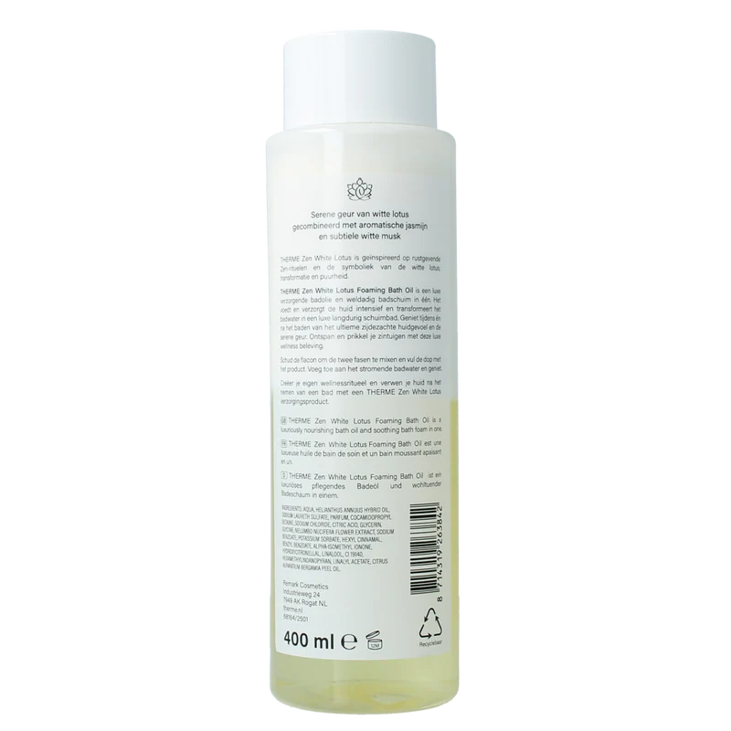 Therme Zen white lotus foaming bath oil 400.00 Milliliter