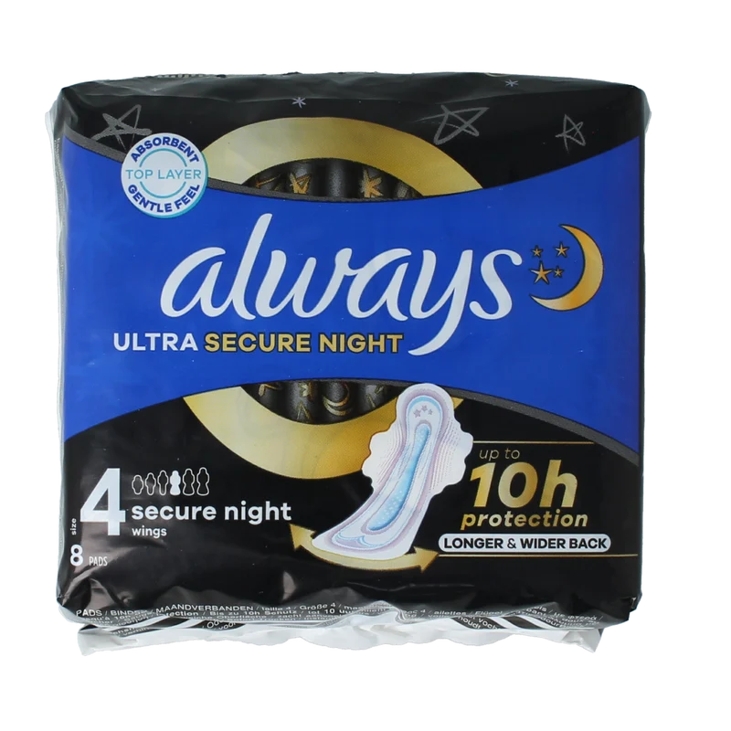 Always Maandverband ultra secure night 8.00 Stuks